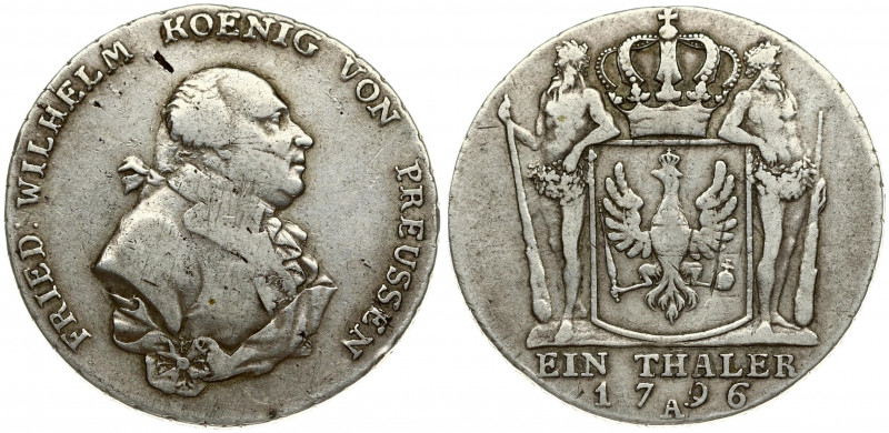 Germany PRUSSIA 1 Thaler 1796A Friedrich Wilhelm II(1786-1797). Obverse: Bust ri...