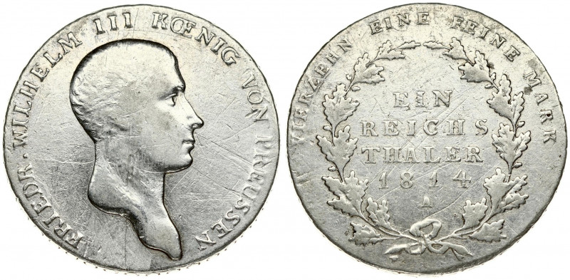 Germany PRUSSIA 1 Thaler 1814 A Friedrich Wilhelm III(1797-1840). Obverse: Head ...