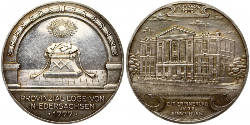 Germany Saxony Masonic Medal 1909. FREEMASONRY DEDICATION OF THE NEW TEMPLE 1909...