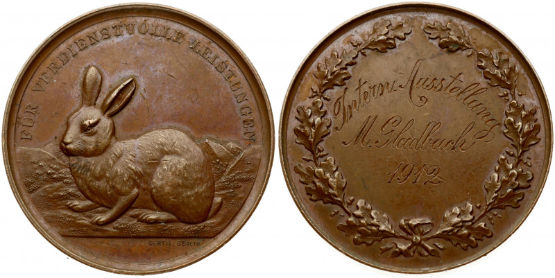 Germany Medal 1912 City of Berlin. Oeryel; Berlin rabbit breeders association; f...