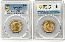 Great Britain 1 Sovereign 1906 Edward VII(1901-1910). Obverse: Head right. Reverse: St. George slaying the dragon. Gold 7.98g. KM 805. PCGS MS 61