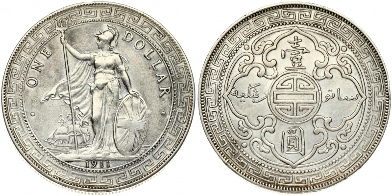 Great Britain 1 Dollar 1911(B) Victoria (1837-1901). Obverse: Britannia standing...