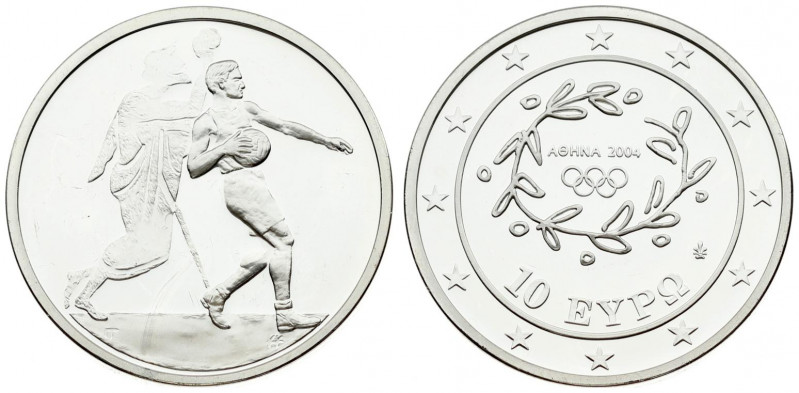 Greece 10 Euro 2004 Handball. Obverse: The design consist of the emblem of the A...