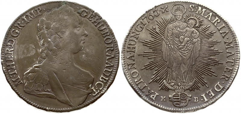 Hungary 1 Thaler 1763KB •X• Maria Theresia(1740-1780). Obverse: Younger bust rig...