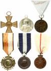 Yugoslavia & Serbia & Macedonia & Greek 6 Medals as Awards (1913-1941). Bronze. Copper. Brass. Weight approx: 115.45g. Diameter: 44x40 mm. Lot of 6 Me...