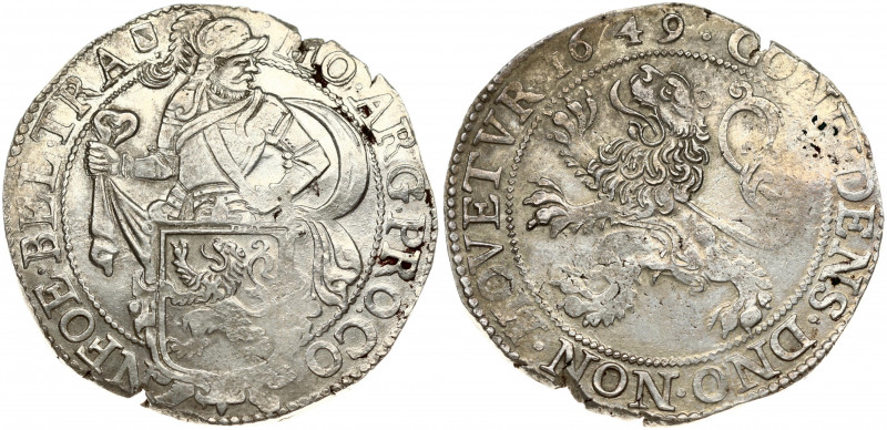 Netherlands UTRECHT 1 Lion Daalder 1649 Obverse: Armored knight behind lion shie...