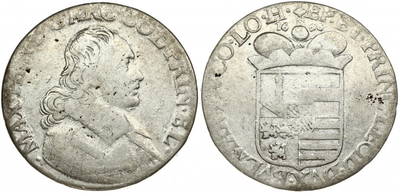 Liege 1 Patagon 1666 Maximilian Henry(1650-1688). Obverse: Bust of Maximilian He...