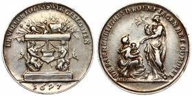 Netherlands Medal 1697 Peace of Ryswick. William III (1672-1702); by Jan van Luder. Obverse: Figure of Peace or Charity holds an olive branch to a kne...