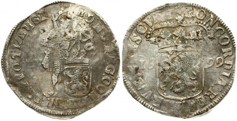 Netherlands OVERIJSSEL 1 Silver Ducat 1699 Obverse: Standing armored knight with...