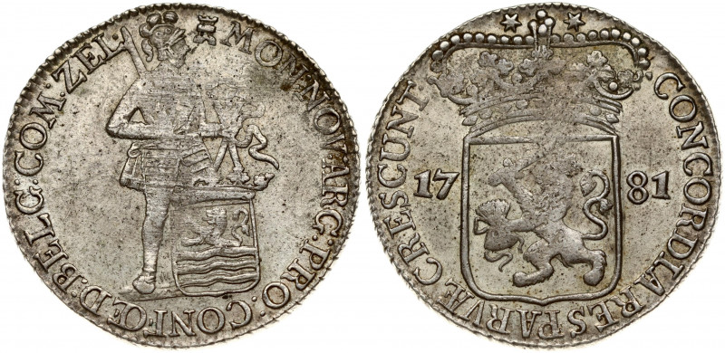 Netherlands ZEELAND 1 Silver Ducat 1781 Obverse: Standing armored Knight with cr...