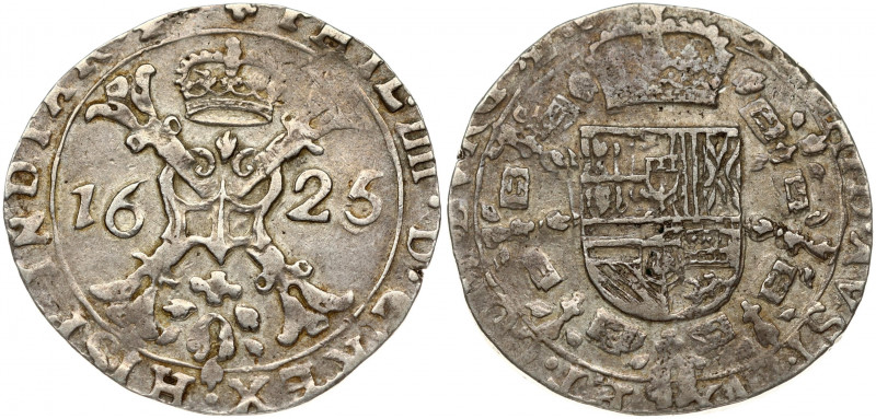 Spanish Netherlands BURGUNDY 1/2 Patagon 1625 Obverse: St. Andrew's cross with c...