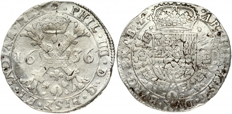 Spanish Netherlands BRABANT 1 Patagon 1636 Antwerp. Philip IV(1621-1665). Obvers...