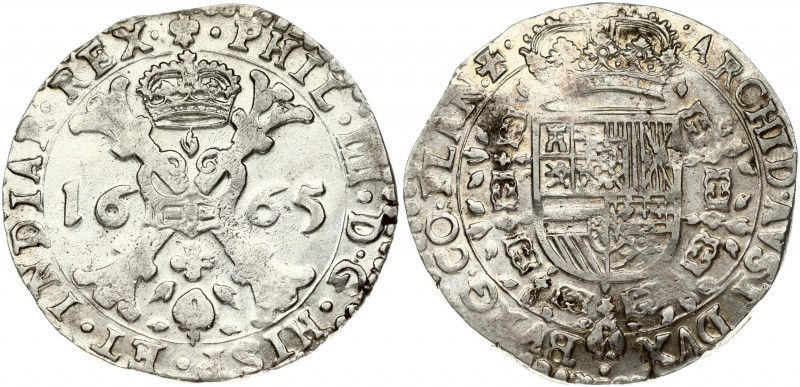 Spanish Netherlands FLANDERS 1 Patagon 1665 Philip IV(1621-1665). Obverse: St. A...