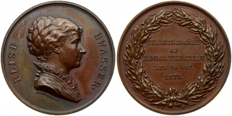 Sweden Medal 1875 Elise Hwasser. By A. Lindberg; 1875, portrait Elise Hwasser. B...