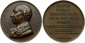 Switzerland Medal (1818) Salomon Gessner; by Vivier; Salomon Gessner — Swiss poet. Bronze. Weight approx: 38.77 g. Diameter: 40 mm