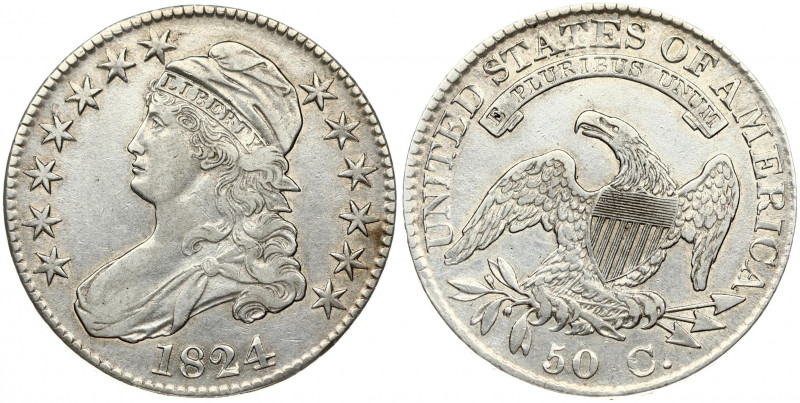 USA 50 Cents / ½ Dollar 1824 'Capped Bust Half Dollar'. Philadelphia. Obverse: A...