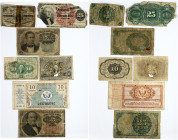 USA 3-25 Cents (1863-1874) Banknotes. Obverse: Portrait of George Washington center. Denomination in upper corners lettering beside. Reverse: Roman nu...