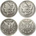 USA 1 Dollar 1878 S & 1900 O 'Morgan Dollar' Obverse: Liberty head; facing left. Lettering: E·PLURIBUS·UNUM LIBERTY. Reverse: Eagle holding arrows and...