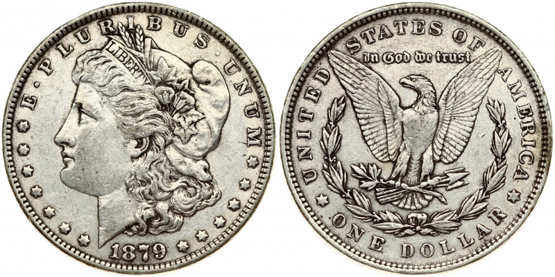 USA 1 Dollar 1879 'Morgan Dollar' Philadelphia. Obverse: Liberty head; facing le...