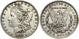 USA 1 Dollar 1879 'Morgan Dollar' Philadelphia. Obverse: Liberty head; facing left. Lettering: E·PLURIBUS·UNUM LIBERTY. Reverse: Eagle holding arrows ...
