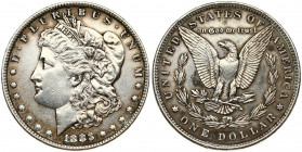USA 1 Dollar 1883 'Morgan Dollar' Philadelphia. Obverse: Liberty head; facing left. Lettering: E·PLURIBUS·UNUM LIBERTY. Reverse: Eagle holding arrows ...