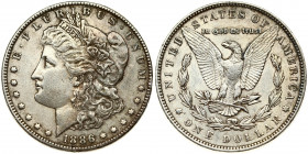 USA 1 Dollar 1886 'Morgan Dollar' Philadelphia. Obverse: Liberty head; facing left. Lettering: E·PLURIBUS·UNUM LIBERTY. Reverse: Eagle holding arrows ...