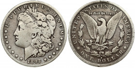 USA 1 Dollar 1892 S 'Morgan Dollar' San Francisco. Obverse: Liberty head; facing left. Lettering: E·PLURIBUS·UNUM LIBERTY. Reverse: Eagle holding arro...