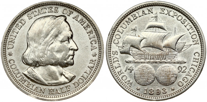 USA ½ Dollar 1893 Columbian Exposition. Obverse: Portrait of Columbus facing rig...
