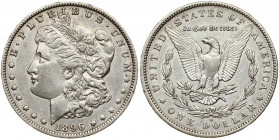 USA 1 Dollar 1896 O 'Morgan Dollar' New Orleans. Obverse: Liberty head; facing left. Lettering: E·PLURIBUS·UNUM LIBERTY. Reverse: Eagle holding arrows...