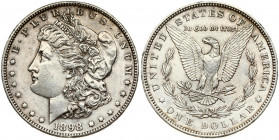 USA 1 Dollar 1898 'Morgan Dollar' Philadelphia. Obverse: Liberty head; facing left. Lettering: E·PLURIBUS·UNUM LIBERTY. Reverse: Eagle holding arrows ...