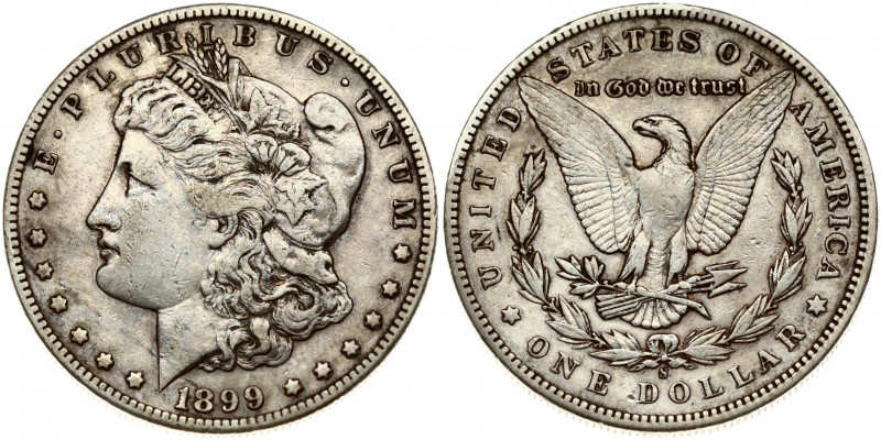 USA 1 Dollar 1899 S 'Morgan Dollar' San Francisco. Obverse: Liberty head; facing...