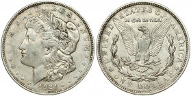USA 1 Dollar 1921 D 'Morgan Dollar' Denver. Obverse: Liberty head; facing left. Lettering: E·PLURIBUS·UNUM LIBERTY. Reverse: Eagle holding arrows and ...
