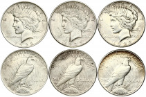 USA 1 Dollar 1922 & 1923 S 'Peace Dollar'. Obverse: Capped head of Liberty left; headband with rays. Lettering: LIBERTY IN GOD WE TRUST. Reverse: Eagl...