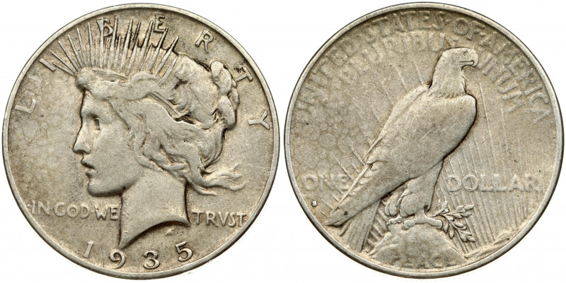 USA 1 Dollar 1935 S 'Peace Dollar' San Francisco. Obverse: Capped head of Libert...