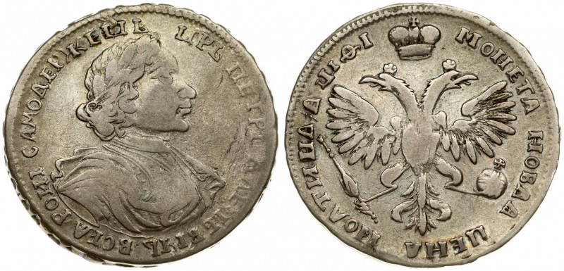 Russia 1 Poltina 1719 Moskow. Peter I the Great (1682-1725). Obverse: Laureate b...