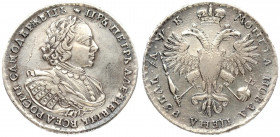 Russia 1 Rouble 1720 Moscow. Peter I the Great (1682-1725). Obverse: Laureate bust right. Reverse: Crown above crowned double-headed eagle. Edge inscr...
