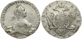 Russia 1 Rouble 1772 СПБ-ЯЧ St. Petersburg. Catherine II (1762-1796). Obverse: Crowned bust right. Reverse: Crown above crowned double-headed eagle sh...