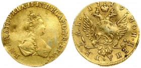 Russia 1 Rouble 1779 St. Petersburg. Catherine II (1762-1796). Obverse: Crowned bust right. Reverse: Crown above crowned double-headed eagle; shield o...