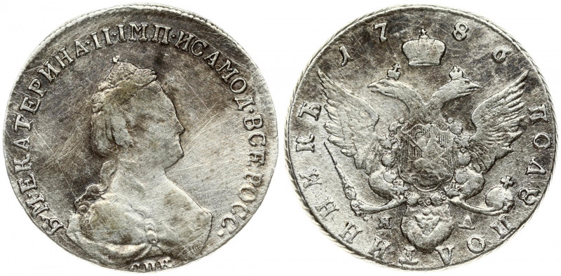 Russia 1 Polupoltinnik 1786 СПБ-ЯА St. Petersburg. Catherine II (1762-1796). Obv...