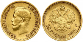 Russia 10 Roubles 1899 (АГ) St. Petersburg. Nicholas II (1894-1917). Obverse: Head left. Reverse: Crowned double imperial eagle ribbons on crown. Gold...