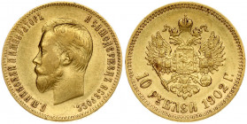 Russia 10 Roubles 1902 (АР) St. Petersburg. Nicholas II (1894-1917). Obverse: Head right. Reverse: Crowned double imperial eagle ribbons on crown. Gol...
