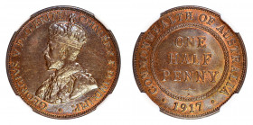 Australia 1917 I Cu Penny, George V, NGC Graded MS 62 Brown (KM: 23)