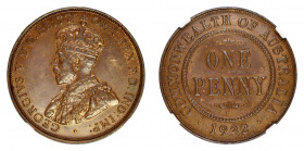 Australia 1932 Cu Penny, George V, NGC Graded MS 62 Brown (KM: 23)