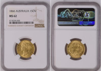 Australia 1866 1 SOVEREIGN Graded MS 62 by NGC. Only 8 coins graded higher by NGC. KM-4

Weight is 0.2354 oz
