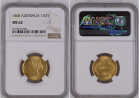 Australia 1868 G 1 SOVEREIGN Graded MS 62 by NGC. Only 4 coins graded higher by NGC. KM-4

Weight is 0.2354 OZ