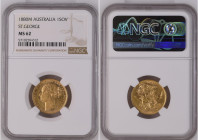 Australia 1880M G 1 Sovereign St.george Graded MS 62 by NGC. Only 5 coins graded higher by NGC. KM-7

Weight is 0.2354 OZ
