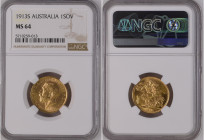 Australia 1913 S 1 Sovereign Graded MS 64 by NGC. Only 2 coins graded higher by NGC.

KM-29

Weight is 0.2354 OZ