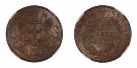 India, British 1835 (c) (Cu) 1/4 Anna S &W 1.95 Type B/s 24 Berries - Flat 

Graded MS 65 Brown