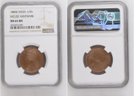 India 1880 C 1/4 Anna Incuse Mintmark Graded MS 65 BN by NGC. Highest graded coin at NGC. KM-486