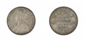 India, British 1884(B), 1/2 Rupee,

In Extra Fine to Almost Uncirculated condition. Some light streaking

KM-491